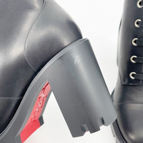 Christian Louboutin En Hiver Black Biker Moto Chunky Lug Sole Boots EU 38.5 - Picture 7 of 11